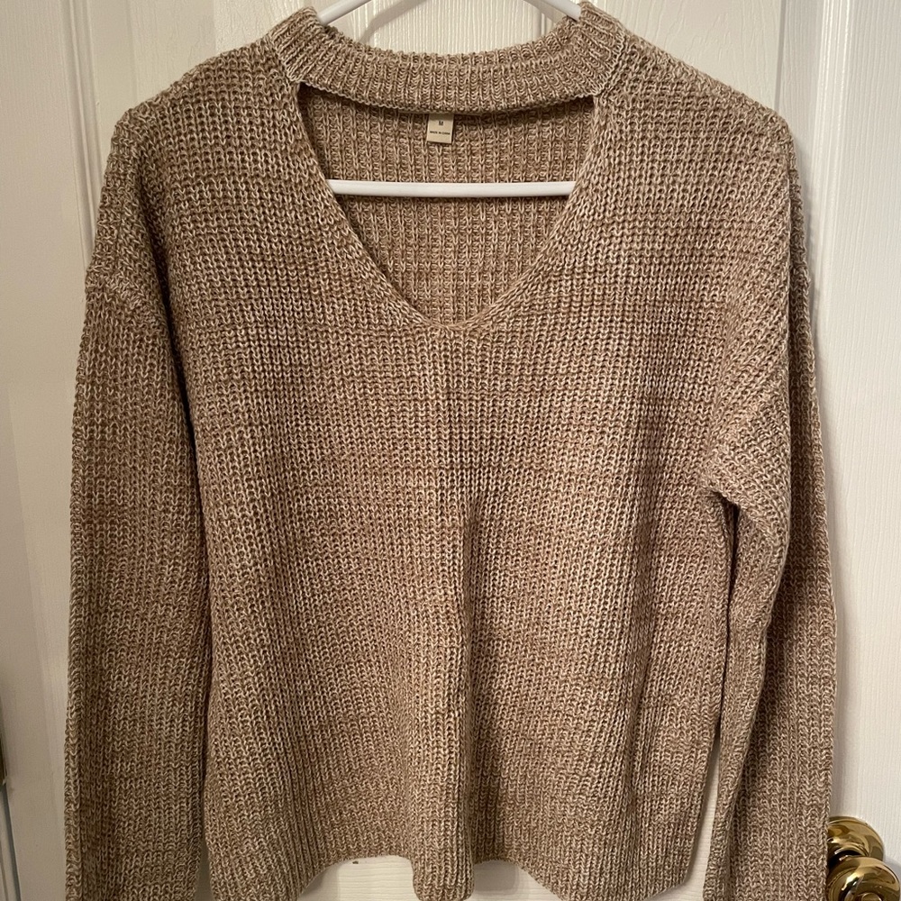 Cute cutout tan sweater